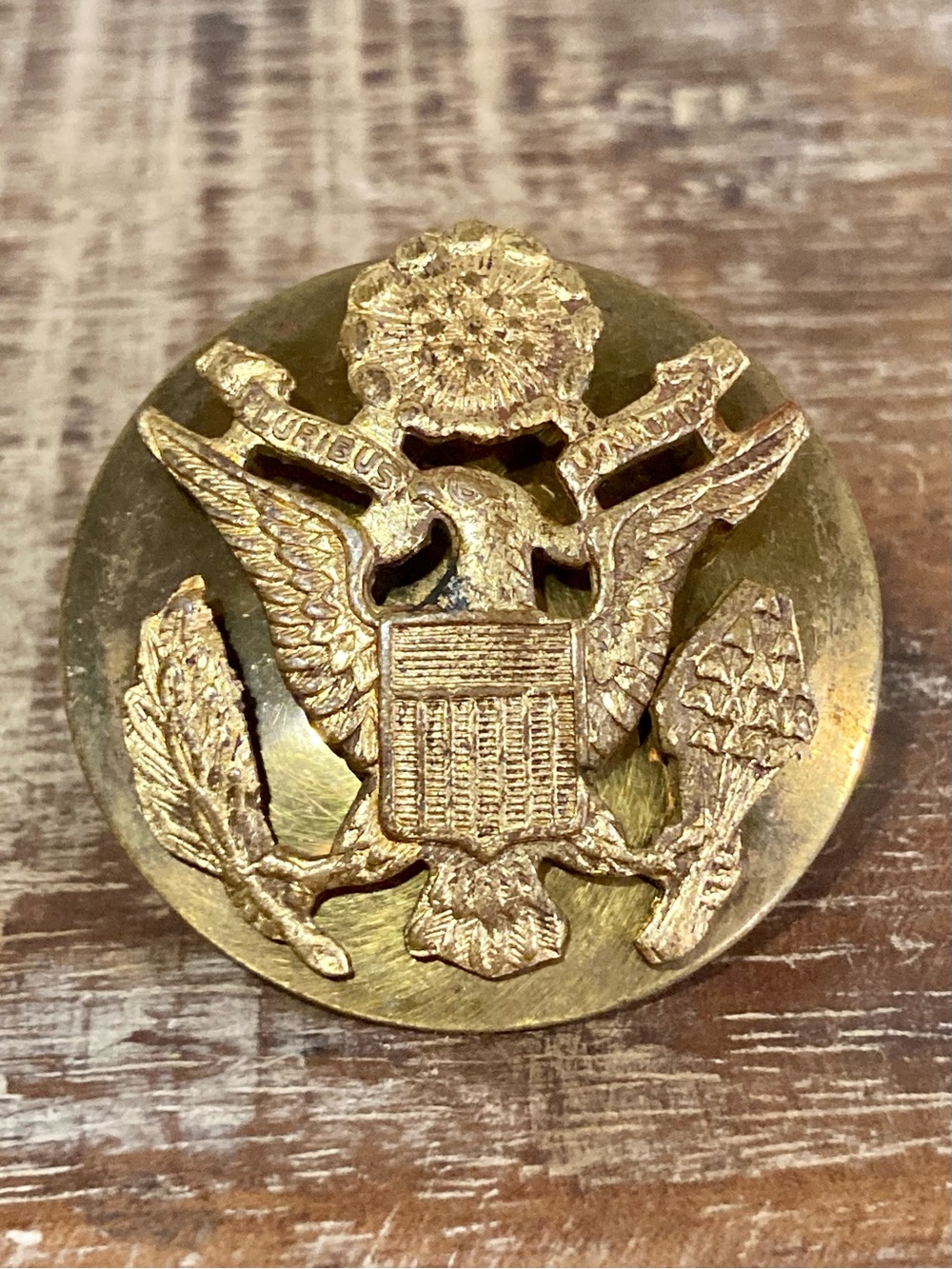 Vintage Eagle WWII Military Button - Brass Tone - Enlisted US Army Hat Pin